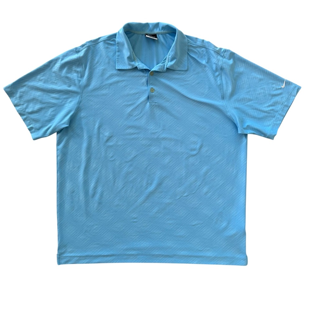 Nike XL Light Blue Dri-FIT Diamond Grid Mens Golf Polo Shirt 432237-431